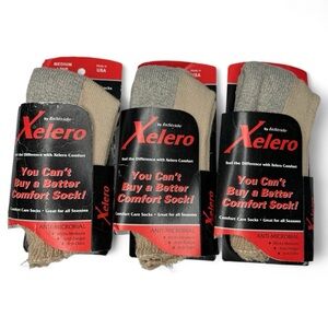 Instride Xelero Comfort Care Socks Sz M Antimicrobial All Seasons 3 Pairs Khaki